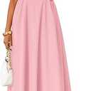 Women's Summer Spaghetti Strap Maxi Dress 2026 Tie Shoulder Square Neck Flowy Wedding Guest Party Beach Long Dresses, Pink XL