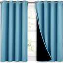 NICETOWN 100% Blackout Short Curtains with Black Liners, Thermal Insulated Full Blackout Lined Drapes, Energy Efficiency Window Draperies for Boy's Room (Teal Blue, 2 Panels, 52-inch W by 45-inch L)