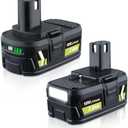 VANTTECH P108 18V 7.0Ah Li-Ion Battery Replacement for Ryobi 18 Volt Battery P107 P108 P102 P103 P104 P105 P109 P122 Cordless Power Tools Packs with LED Indicator 2Packs