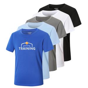TAGIHOO 5 Pack Boys Mesh Athletic Quick Dry Short Sleeve Workout Moisture Wicking Active T-Shirt for Kids(YH-A,XL)