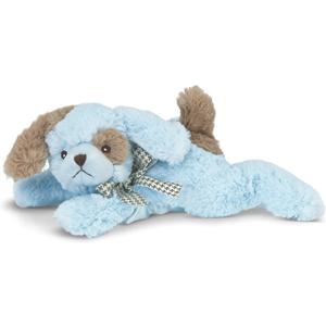 Bearington Baby Lil' Waggles Baby Boy Stuffed Animal with Rattle - 8" Soft Blue Dog Plush with Satin Accents for Newborn Boys - Adorable Stuffed Animals for Babies - Cuddly First Toy Gift for Infants, 8" Lil' Waggles