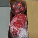 Gejoy Velvet Bow Christmas Tree Decoration Set, 30 Pcs Small Bows 1 Pcs 47" x 15.7" Large Tree Topper Satin Bows and 36 Christmas Balls Ornaments, Xmas Glitter Balls for Holiday Decor(Red Velvet)