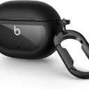 SURITCH Protective Case for Beats Studio Buds 2021, Studio Buds+ Plus 2023 Case Cover with Carabiner Keychain, Skin-Friendly TPU Shockproof Protector for Earbuds Charging Case Accessories, Black