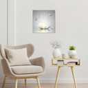 Modern Grey Zen Wall Art for Bathroom Retro Butterfly and White Floral Bloom in Water Abstract Canvas Wall Art Wall Paintings Spa Wall Pictures for Living Room Bedroom Office Ready To Hang, 12x12 Inch