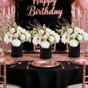 Party Table Centerpieces - Set of 6 Pre-Made Daisy Floral Arrangements with Black Metal Vase for Birthday, Baby Shower, Events Celebration Decorations - Ivory White & Rose Gold