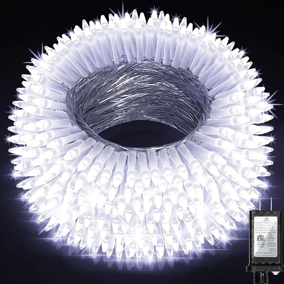 1500LED Christmas Lights Outdoor Use, 470ft 12 Modes Cool White LED String Lights with Timer Dimmable, Waterproof Christmas Lights for Tree Wedding Xmas Patio Fence Balcony Garden Decor Cool, White