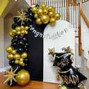 Black and Gold Balloons Garland Kit, 124 Pieces Metallic Chrome Gold Balloon for Birthday Party, Wedding, Baby Shower, Gradution, New Year Party Supplies Decorations