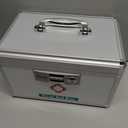 Jssmst Medication Lock Box with Key, Medicine Lock Box for Medication Storage, First Aid Box Locked Medicine Case, Key Safe Locking Box for Drugs Use, 12 x 7.4 x 8.1 inches, Silver