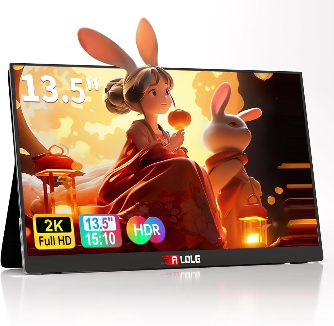 13.5''Portable Monitor for latop ,2K FHD 60HZ Laptop Monitor Screen,USB-C and HDMI Inputs, Ultra-Slim IPS Panel with HDR and Premium Smart Cover & Speakers for Laptop,PC,Phone,PS4/5,Switch,Mac,Xbox