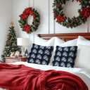 Welshower Navy Blue Christmas Winter Floral Pillow Covers 18x18, Rustic Christmas Decor, Snowflake Xmas Pinecone Botanical Decorative Throw Pillow Covers for Couch Sofa Bedroom Living Room