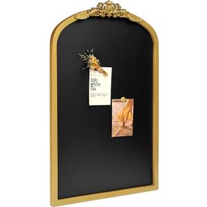 OKYDOKY Arch Chalkboard; 19 x 31 Framed Arched Ornate Vintage Magnetic Chalkboard, Gold Pine Wood Fram, Ideal as a Motivational Vision Board or Wall Organizer