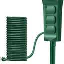 BESTTEN Outdoor Power Stake with 30ft Ultra Long Extension Cord, 3-Outlet Power Strip with Weatherproof Protective Covers, ETL Listed, Green