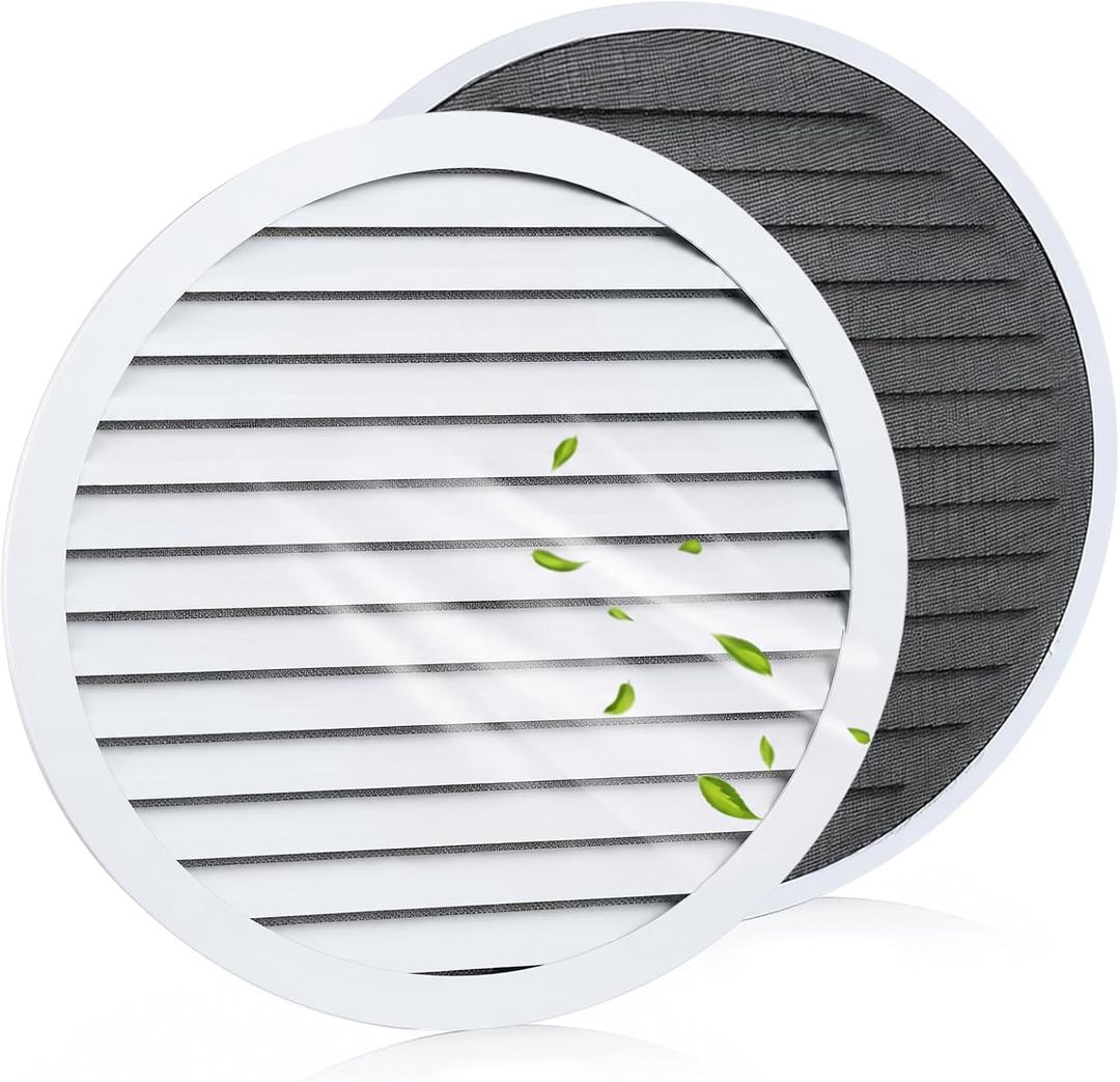 Wesiti 1 Pack Round Gable Vent Fit 24" Opening, Iron, with Mesh, White