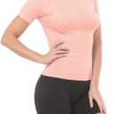MathCat Workout Shirts for Women Short Sleeve, Workout Tops for Women, Quick Dry Gym Athletic Tops Seamless Yoga Shirts (XL, Pink)