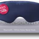 SilkSound 100% Mulberry Silk Bluetooth Sleep Mask, Skin-Friendly Sleeping Eyemask with Bluetooth Headphones, Sleep Gifts for Women, Silk Eye Mask Headband Headphones for Sleeping Side Speakers (Navy)