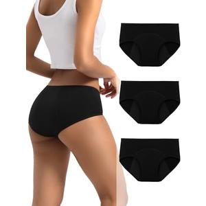 INNERSY Period Underwear for Women Teens Leak-Proof Menstrual Cotton Protective Hipster Panties 3-Pack XL