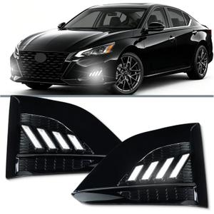 LED Front Bumper Fog Light Kit for Nissan Altima 2023 2024 2025 Functions as White DRL Daytime Running Lights & Amber Turn Signals Light | Replacement for bumper fog light kit 2-Piece