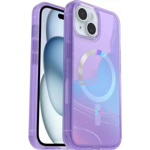 OtterBox iPhone 16e, iPhone 15, iPhone 14, and iPhone 13 (ONLY) Symmetry Series+ Case - Clear/Purple, Snaps to MagSafe, Ultra-Sleek, Raised Edges Protect Camera & Screen - Non-Retail Packaging (Galactic Dreaming)