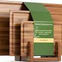 Bamboo Cutting Board Set with Stand, 3PCS Double-Sided Chopping Boards for Kitchen Meal Prep & Serving, Charcuterie, Juice Grooves & Side Handle, Ideal for Meat, Vegetables, Kitchen Essentials