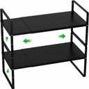 Cabinet Organizer Shelves,Expandable Spice Racks in Cabinet,Countertop Cupboard Pantry Shelves,Adjustable Storage Racks for Kitchen Bathroom Under Sink,2 Packs,8.07" D,Black