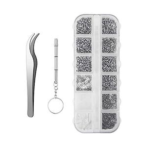 1100Pcs Eyeglasses Repair Kit, Tiny Sunglasses Screws, Glasses Screws and 5 Pairs Nose Pads with Micro Screwdriver Tweezer for Watch Clock Spectacle Eye Glass Repair