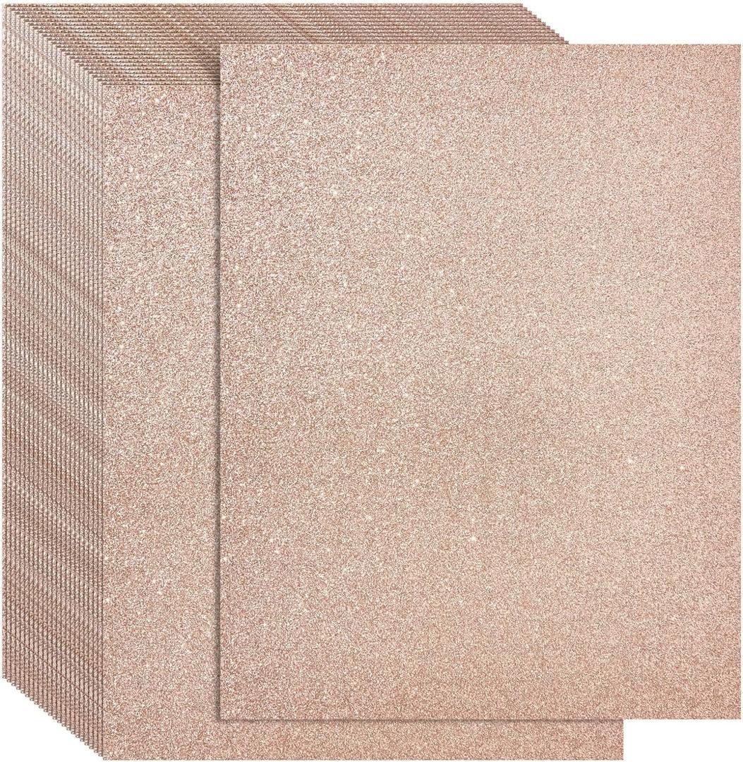Bright Creations 24 Sheets Rose Gold Glitter Cardstock Paper 8.5 x 11 for Scrapbooking, DIY Projects, Arts and Crafts (280gsm) - Shimmer Cardstock - Glitter Card Stock