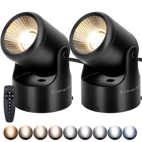 LiangJJ Uplights Indoor, 2 Pack 12W Uplighting with Timer and Remote, Stepless Adjustable Color Temperature and Dimmable Floor Can Light, 6000K Accent LED Spot Lights for Plant, Artwork, Corner, Wall