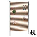 Outdoor Privacy Screen Fence with Stand 3.3FT x 6FT, Wood Texture Freestanding Fence Privacy Screen for Outside, No Dig Fence for Air Conditioner, Trash Can, AC Unit, Patio Lattice Fence Trellis Brown