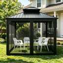 Gazebo Universal Replacement Mosquito Netting for Patio Outdoor 10x12 Mesh Screen Curtains 4-Panel Sidewall Canopy Net with Zipper for Pergola Gazebo Screen Panels, Black