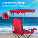 HIGH POINT SPORTS Camping Chairs with Shade Canopy for Adults, Foldable Portable Canopy Chair, Folding Lawn Outdoor Chair with Canopy for Beach, Camping, Support 350 LBS, Red