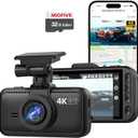 Miofive Car Camera 4K Resolution, WiFi, Bluetooth, GPS Dash Cam, 3-Inch IPS Screen, Night Vision, Loop Recording, HDR, App Control, and Supports up to 512GB with a Free 32GB Card Included