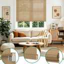 Allesin zen No Drill Cordless Bamboo Roman Shades, Light Filtering 35.5" W x 64" H, Brown
