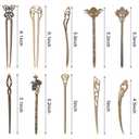 Geyoga 20 Pieces Hair Sticks Vintage Bronze Hair Chopsticks Chinese Pins Antique Decorative for Women Accessory, 10 Styles