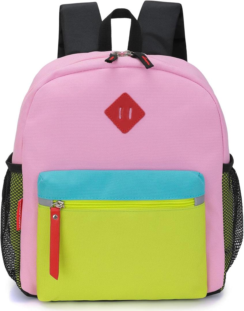 Little Kids Backpack for Boys or Girls, Toddler School Bag Fits 3 to 6 years old, Pink Yellow, 12 Inch