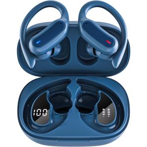 Wireless Earbuds Bluetooth Headphones, Bluetooth 5.3 Stereo Over Ear Buds,Noise Cancelling Mic, IP7 Waterproof Headset for Running/Workout - Navy Blue
