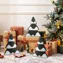 Vicenpal 3 Pcs Christmas Tree Throw Pillows Decorative Green and White Xmas Tree Shaped Pillows Christmas Plush Decor for Winter Holiday Party Outdoor Bedroom Cushion Decoration