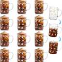 Baderke 12 Set Christmas Glass Mugs Gifts - 16oz Color Changing, Winter Xmas Coffee Mugs with Handle, Christmas Gifts for Coworker, Santa Claus Gnome Holiday Iced Coffee Cups for Women Team Teacher