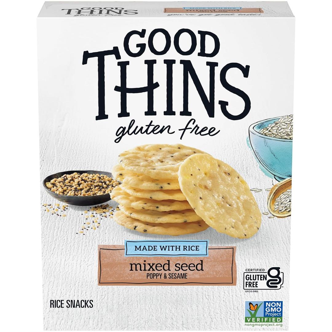 GOOD THINS Mixed Seed Rice Snacks Gluten Free Crackers, Snack Crackers, 3.5 oz (3.5 Ounce (Pack of 1)), No BB Date