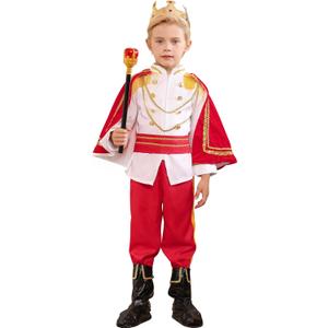 FYMNSI Kids Boys King Prince Charming Costume Halloween Christmas Outfits Storybook Royal Medieval Knight Cosplay Dress Up (7-8T, White Truncheon Suit 7pcs)