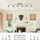 MELUCEE 6-Light Track Lighting Kit Brushed Nickel Semi Flush Mount Ceiling Light Fixture with 6 Rotatable Light Heads, Industrial Accent Lighting for Foyer Art Wall Kitchen, Clear Glass Shade, 45.3in