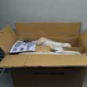 Office Home Ergonomic Desk Chair-Computer X-Shaped Chair Mesh PU Leather with Adjustable Lumbar Support-Executive Chair High Back Flip-Up Arms for Long Hours (Beige-No Headrest)