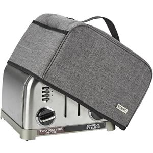 HOMEST Toaster Cover with Pockets Compatible with Cuisinart 4 Slice, Can Hold Jam Spreader Knife & Toast Machine Tongs, Dust and Fingerprint Protection, Grey