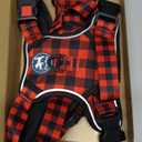 PoyPet No Pull Dog Harness, [Release at Neck] Reflective Adjustable No Choke Pet Vest with Front & Back 2 Leash Attachments, Soft Control Training Handle, Plaid(Checkered Red, M)