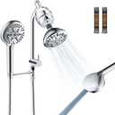 Filtered Shower Heads, All Metal Dual Shower Head with Easy Reach Handheld Spary Combo, 3-Way High Pressure 70 Modes Rainfall Showerhead, 71" Hose, Shower Bracket, 20 Stage Shower Filter, Chrome