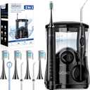 Professional Electric Toothbrush with Water Flosser, 600ML Water Dental flosser Ultrasonic Toothbrush Combo, Brushing & Flossing- for Teeth Cleaning and Gum Health with Extra Tips for Multiple Users (Black)