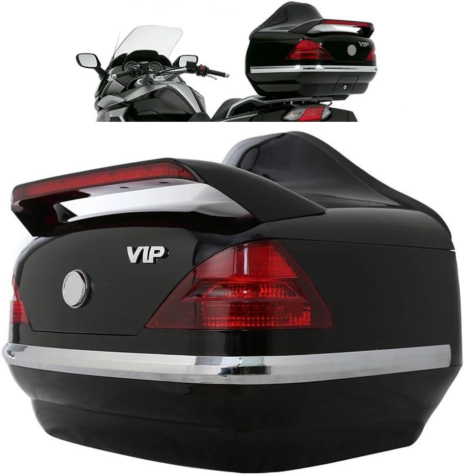 Motorcycle Luggage Trunk W/Tail Light Compatible with Harley Davidson Honda Yamaha Suzuki, Motorcycle Luggage Trunk Tail Box w/Back Pad