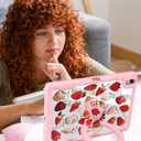 for iPad (A16) 11th Generation 11 Inch 2025 Case, for iPad 10th Generation Case 2022 10.9 Inch - Women Cute Girls with Pencil Holder & Stand Clear Strawberry Unique Girly Protective Hard Cover