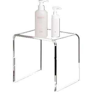 GETCK Acrylic 15 Inch Small Stool,Multi-Use as Shower/Water-Resistant Stool,Clear Footstool for Bathroom, Seating and Placing Items (10.6" D x 15.7" W x 14.1" H1PCS)
