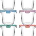 [UPGRADED LID] 6 Sets 3 Cup/24oz Borosilicate Glass Food Soup Containers with Lids, Meal Prep Storage Bowl Jars for Leftover Meal Lunch Oats Fruit Deli Salads - Microwave, Oven, Freezer Safe -BPA Free
