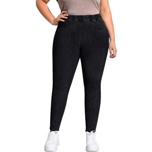 Plus Size Ankle Jeans for Women Pencil Women Jeans Capri Length Black High Waist Skinny Denim Mom Jeans Pants (Plus-Size, 4XL, 20W,Black1)